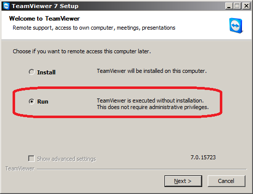 TeamViewer RUN Client 7 TeamViewer RUN Client 7