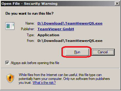 Run Security Warning